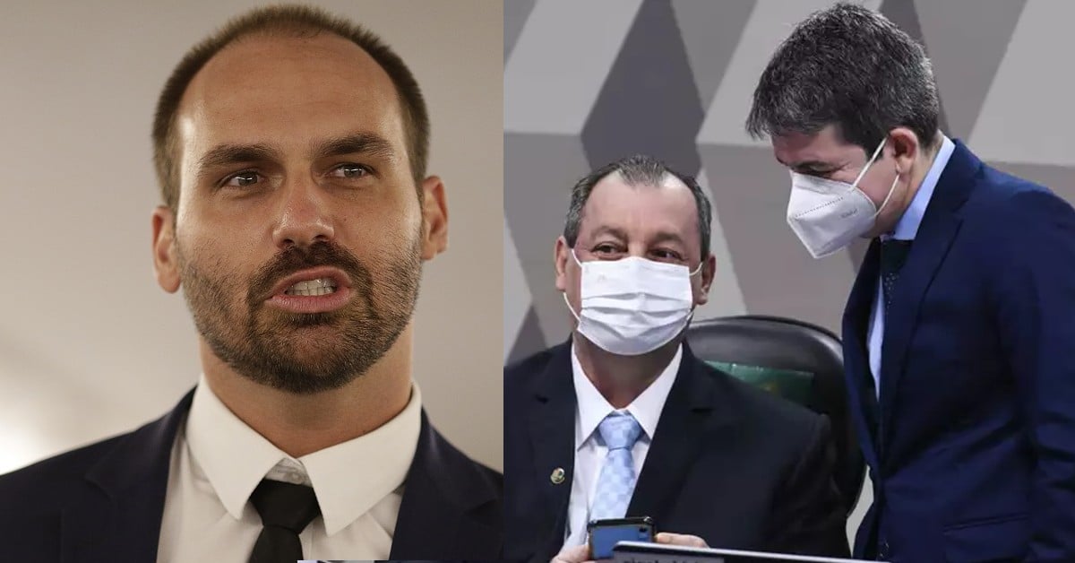 Eduardo Bolsonaro Randolfe e Omar Aziz - Foto Reprodução do Twitter