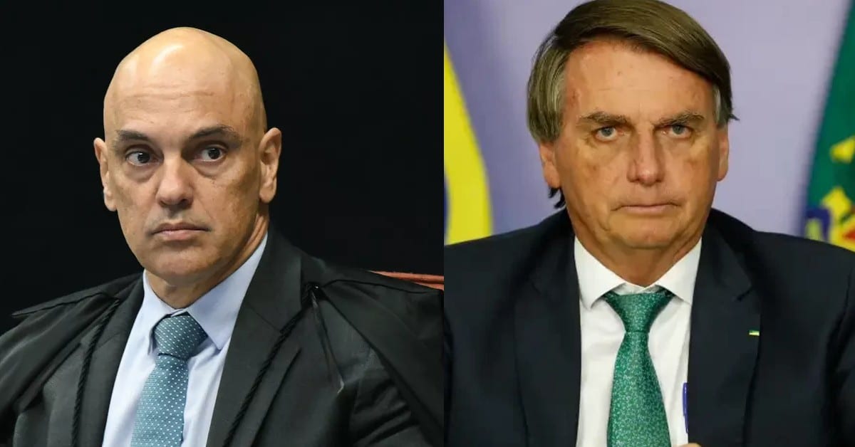Alexandre de Moraes e Bolsonaro - Foto Reprodução do Twitter