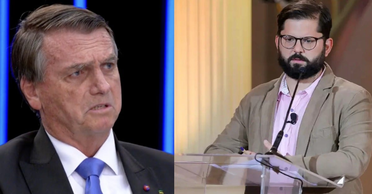 Bolsonaro e Gabriel Boric - Foto Reprodução do Twitter