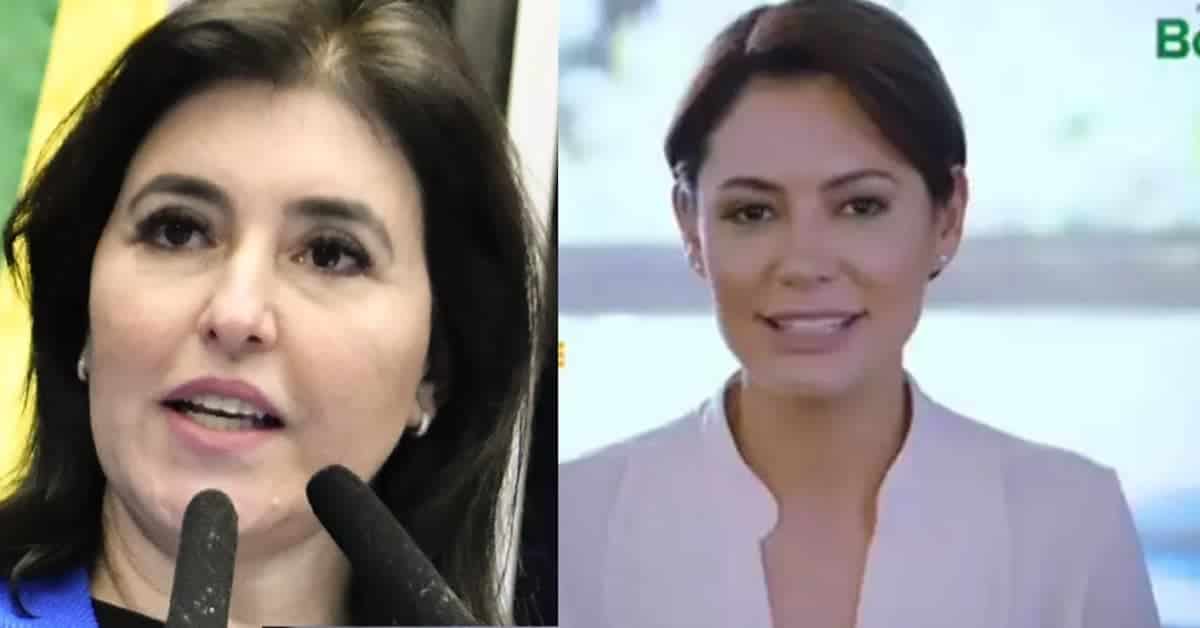 Simone Tebet e Michelle Bolsonaro - Foto Reprodução do Twitter