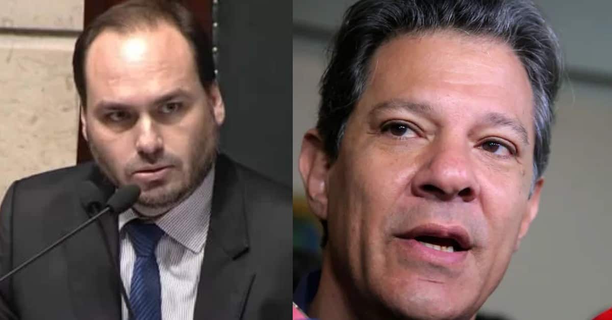 Carlos Bolsonaro e Haddad - Foto Reprodução do Twitter
