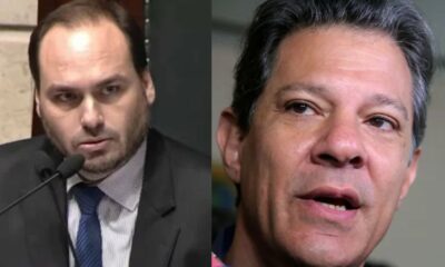 Carlos Bolsonaro e Haddad - Foto Reprodução do Twitter