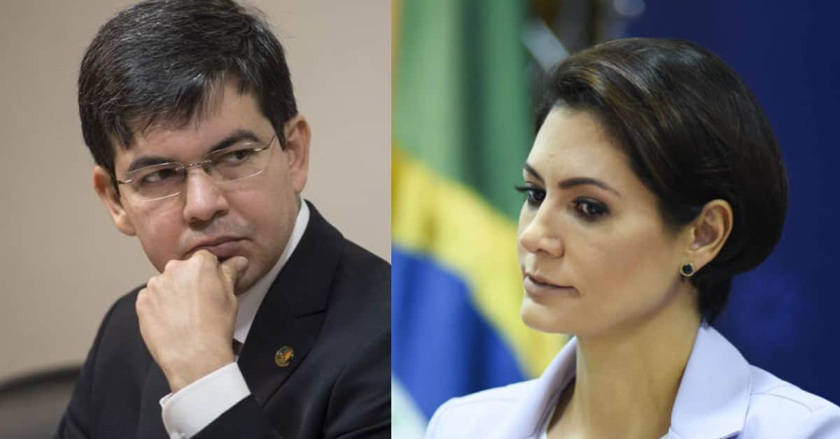Randolfe Rodrigues e Michelle Bolsonaro - Foto Reprodução do Twitter