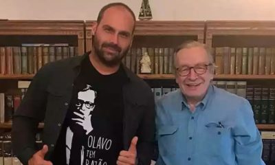 Eduardo Bolsonaro e Olavo de Carvalho - Foto Reprodução do Twitter
